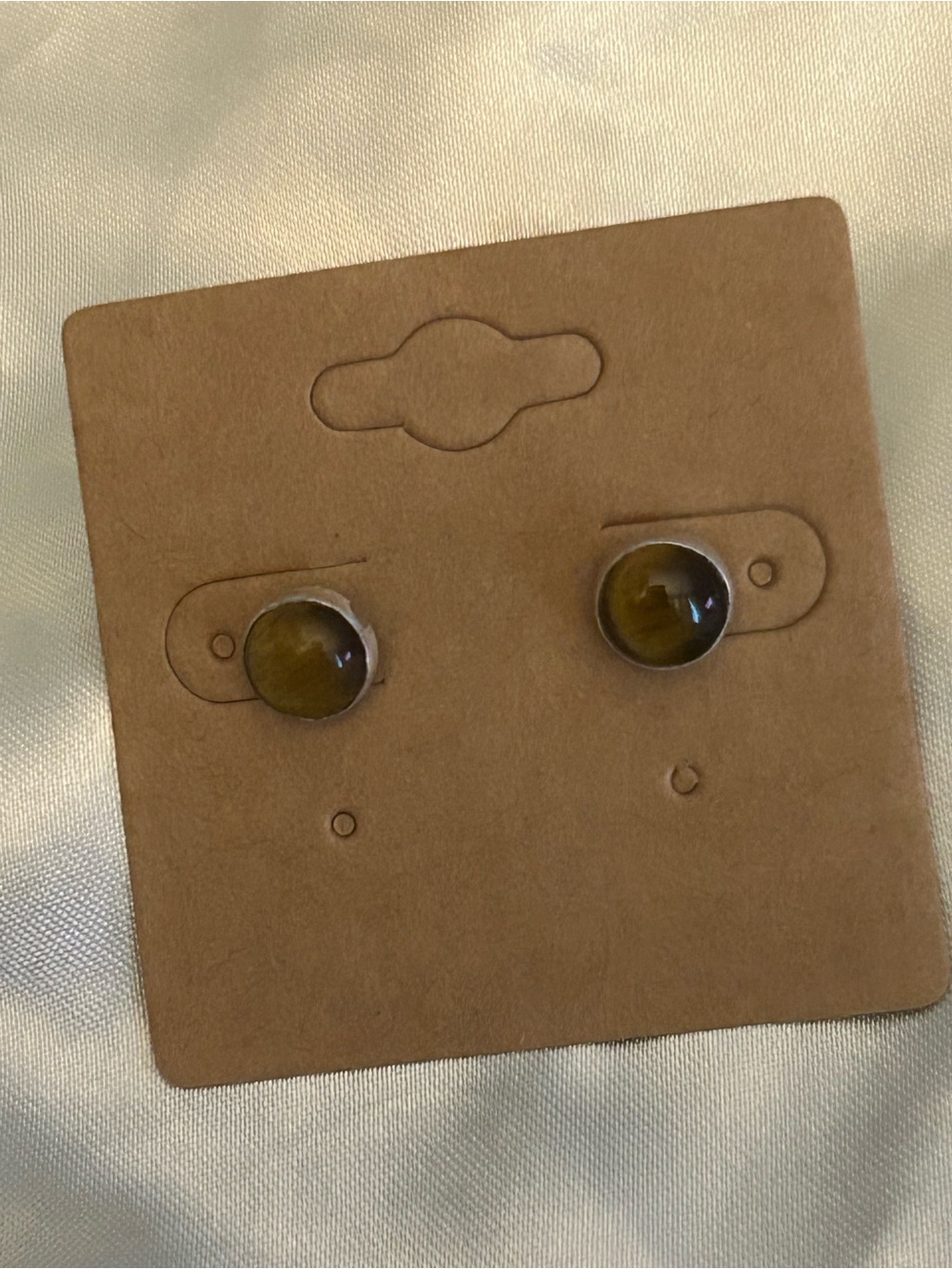 Sterling Silver Tigers Eye Cabochon Stud Earrings